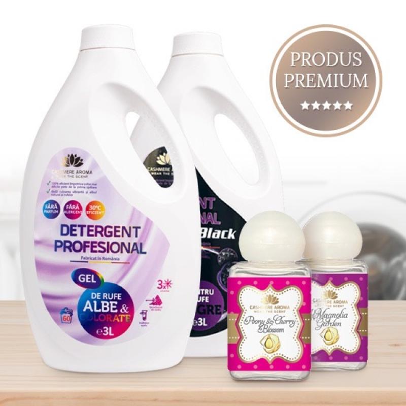 Pachet “Spring Clean” Detergent rufe albe/colorate 3L + Detergent rufe negre 3L+ CADOU Tester Magnolia Garden & Peony Cherry blossom