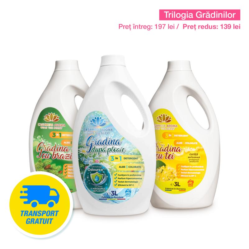 Pachet Trilogia Gradinilor detergenți rufe albe/colorate 3 X 3L