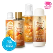 Pachet Promoțional MANGO GELATO (Gel de dus, Body mist, Sapun de maini & Parfum de rufe)