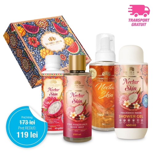 Pachet Promoțional NECTAR SKIN (Gel de dus, Body mist, Sapun de maini & Parfum de rufe)