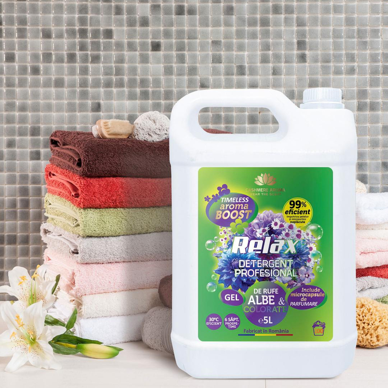 RELAX Detergent profesional rufe albe & colorate Timeless Aroma Boost, 5L
